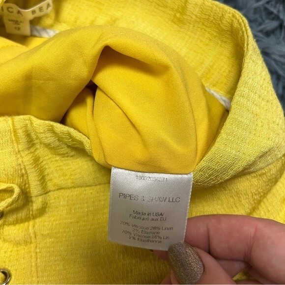 VERONICA BEARD Yellow Lulu Shorts Size L 12 - Picture 9 of 9